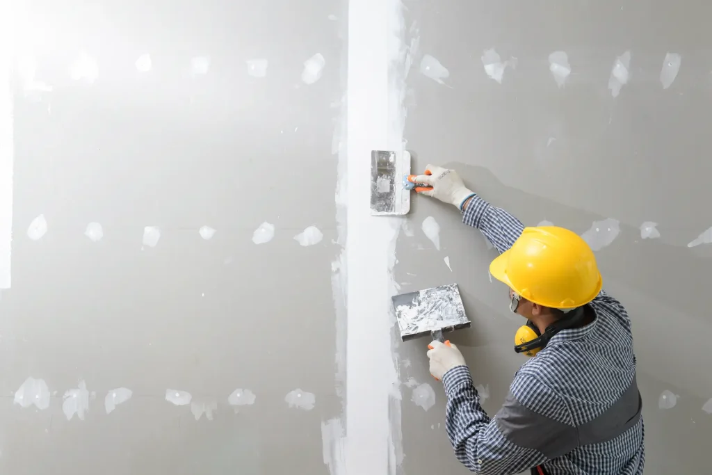 Dry lining plastering